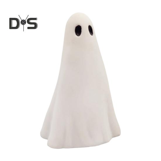 2 Pcs Halloween Ghost Figurine Resin Ghost Sculpture Cute White Ghost Statue Home Table Centerpieces Mini Ghost Ornament for Kitchen Shelf Fireplace