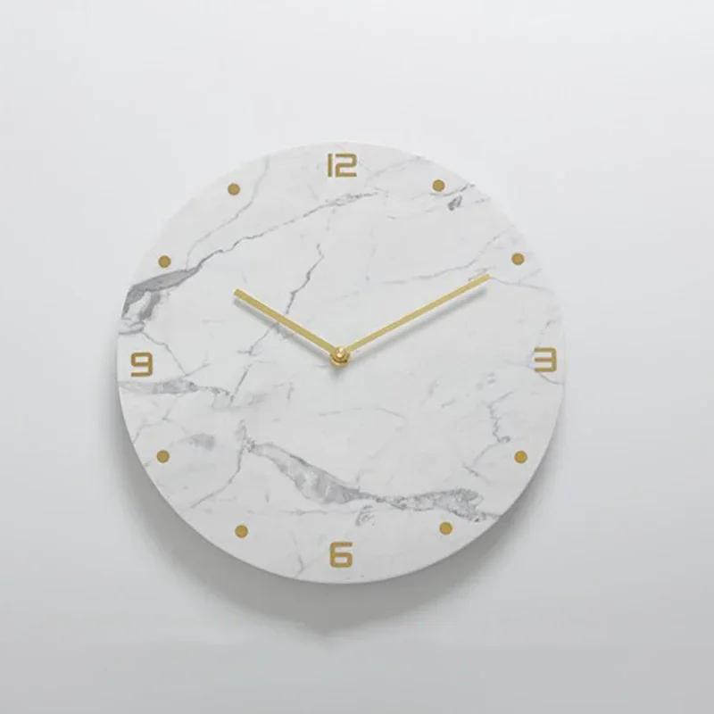 Nordic Large Wall Clock Modern Design Natural Marble Clocks Home Decor for Living Room Luxury Silent Watches Bedroom DecorM5Q1K1