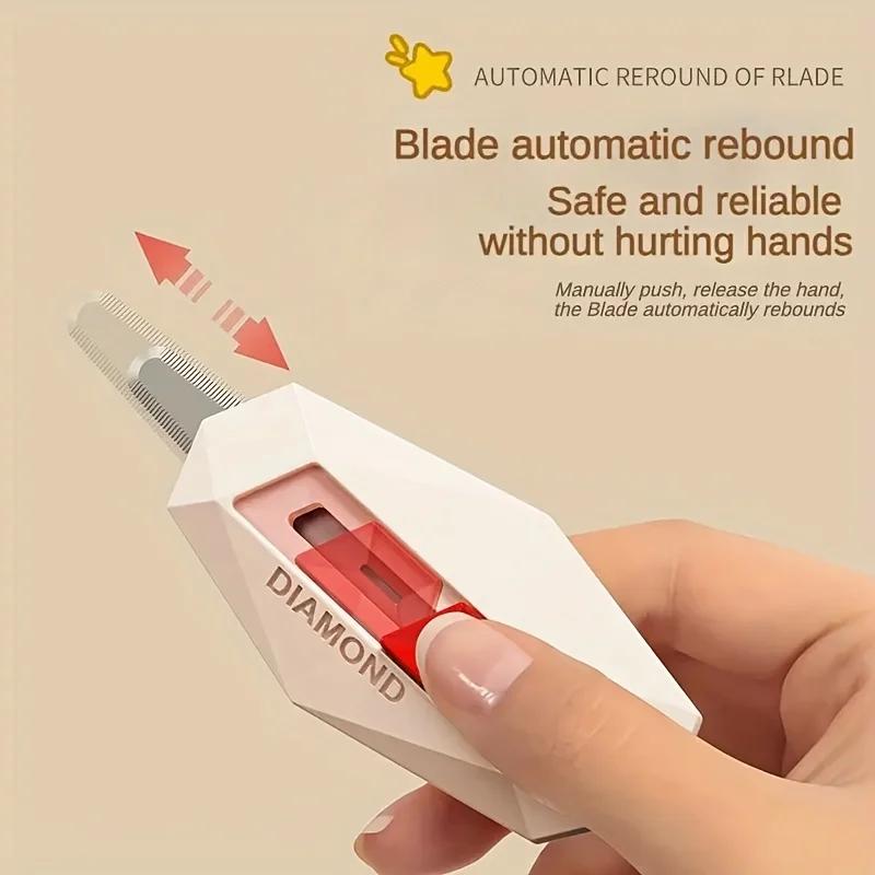 Diamond Design Unbox Knife Safety Round Head Cutter Magnetic Carton Box Cutter for Opening Package Letter Utility Knife
