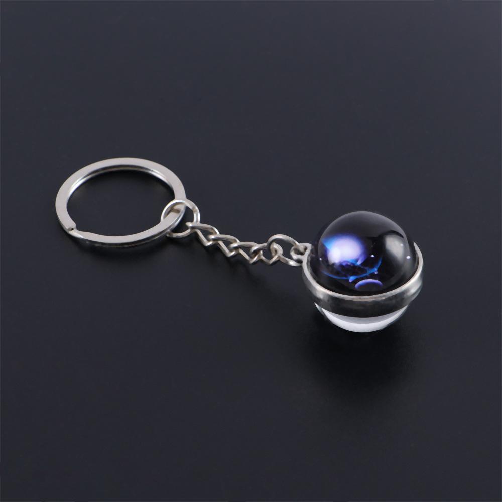 Holder Men Women Glass Ball Pendant Leo Jewelry 12 Constellation Keychain Zodiac Keychain Key Rings