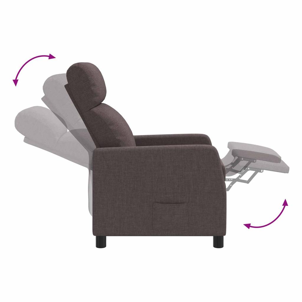 Massage Recliner Dark Brown Fabric