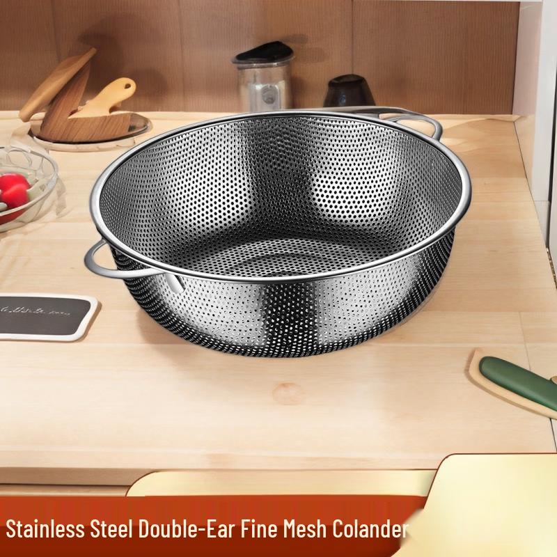 Stainless Steel Fine Mesh Strainer & Solid Basin Set