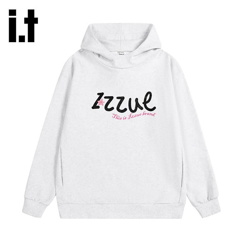 

izzue i.t Men s American Retro Letter Print Heavyweight Hooded Sweatshirt M