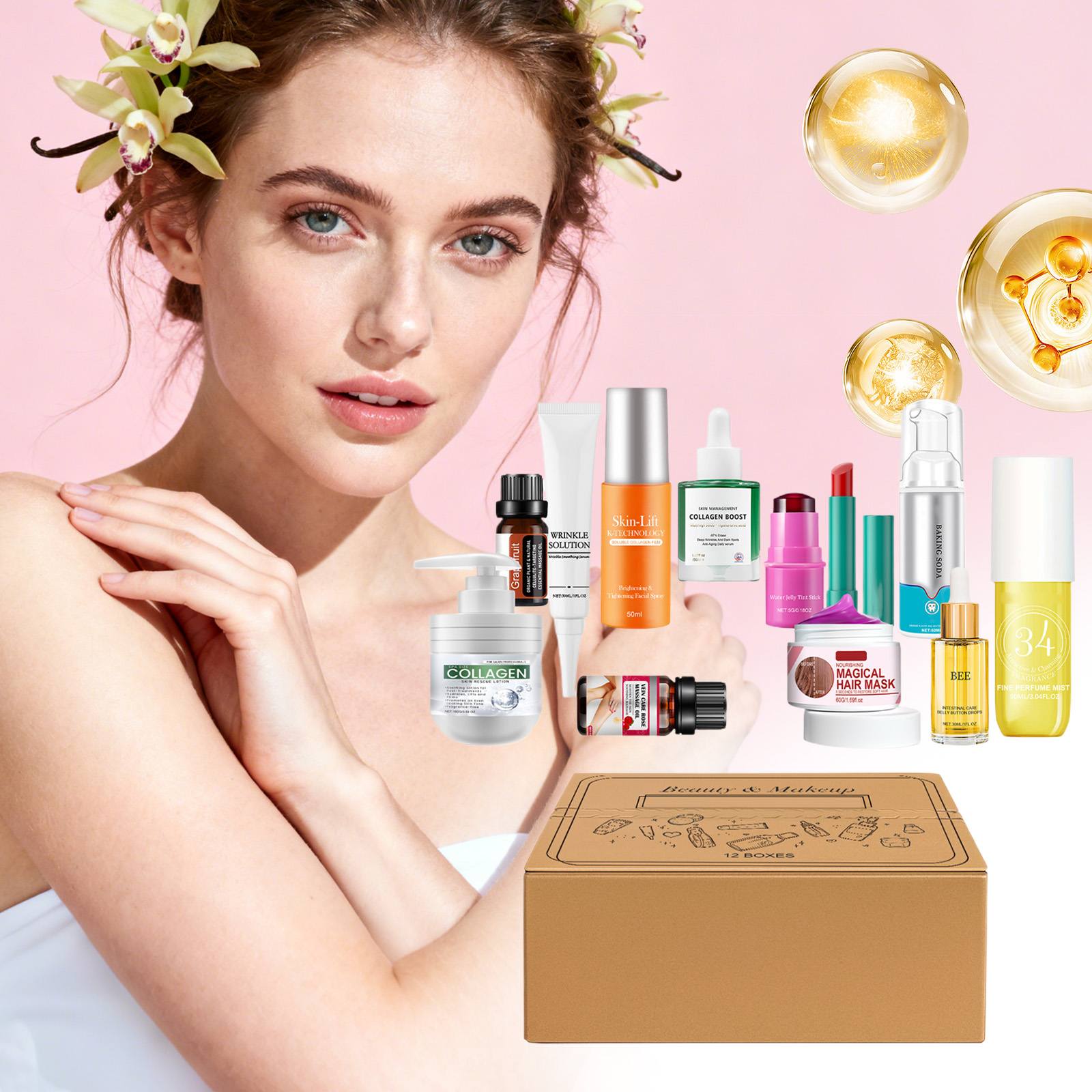 

Комплект подарочных коробок-сюрпризов красоты, Подарочная коробка для обратного отсчета, Женский набор, Рождественский подарок, Подарок на День святого Валентина Набор из 12 предметов (100мл) One Size белый