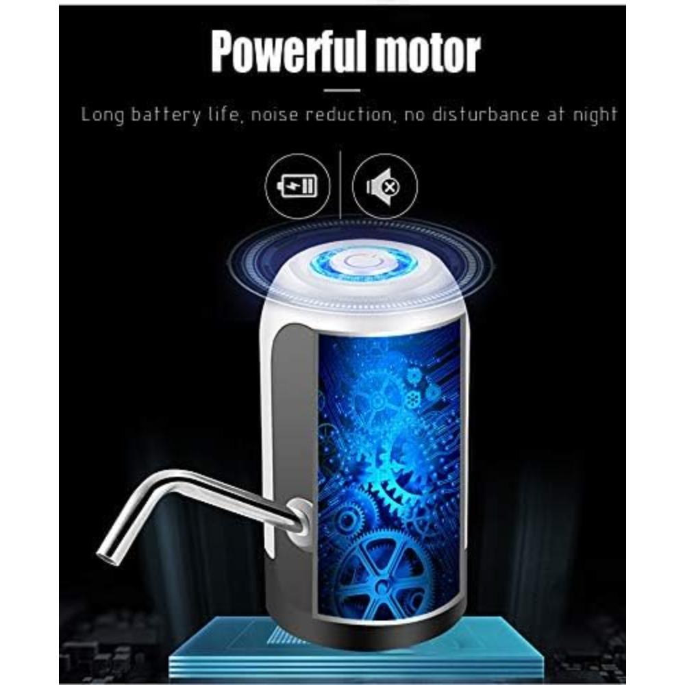 Erogatore d'Acqua Ricaricabile USB per Bottiglie da 1–5 Galloni, Pompa Elettrica Portatile ad Un Pulsante, Batteria da 1200mAh, Erogatore Automatico per Tappo di Bottiglia