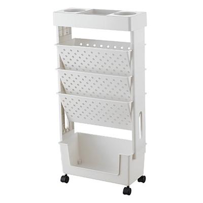 Libreria mobile multistrato girevole rimovibile in plastica pratica organizzazione con rotelle