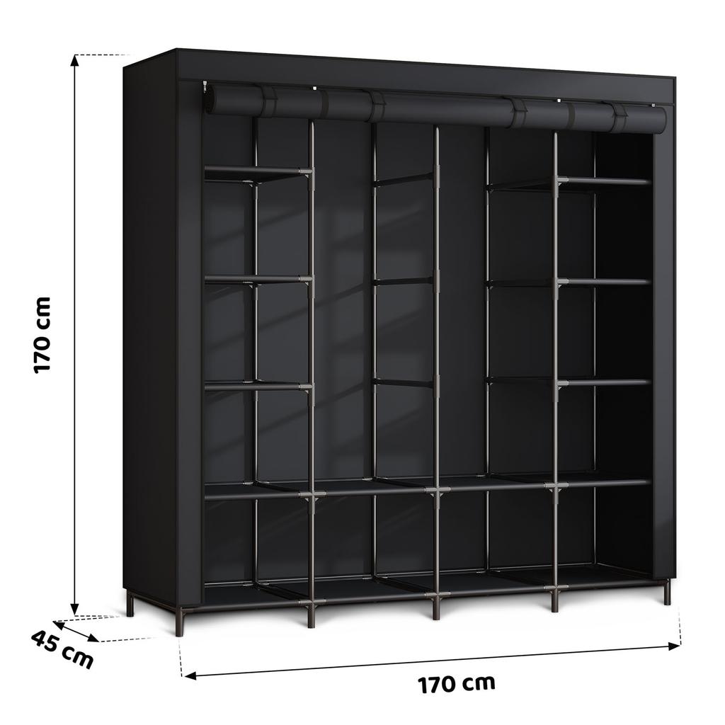 Large Textile Wardrobe Massido Ms-804 Black