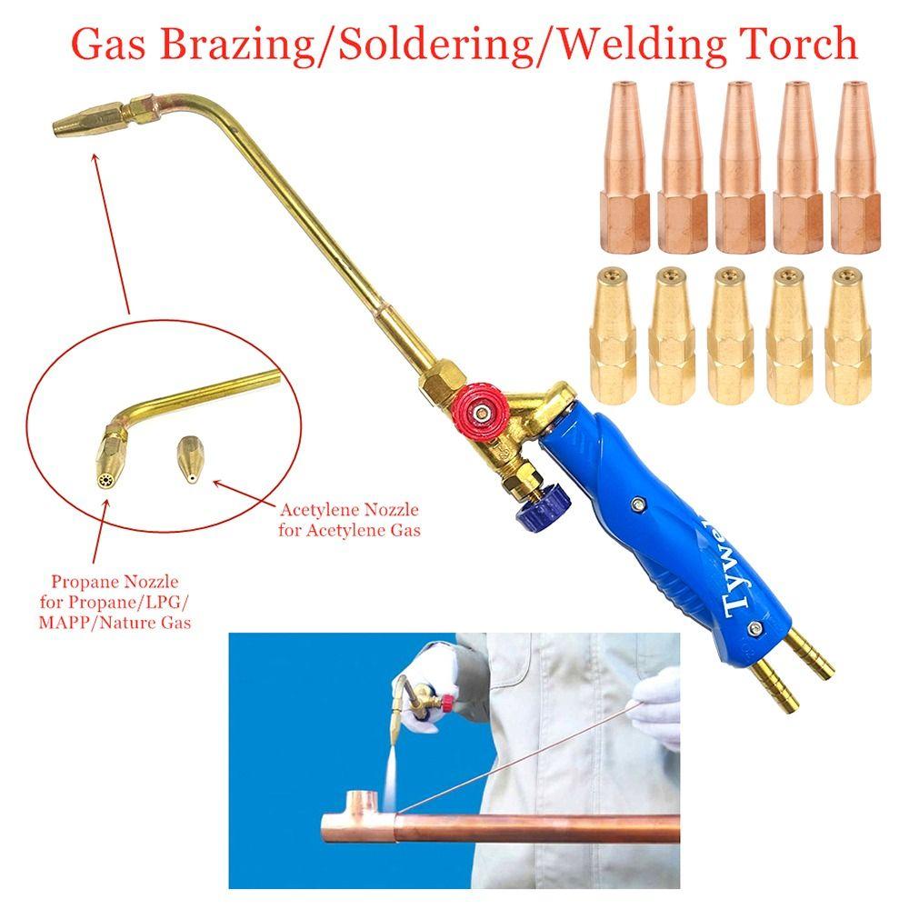 5pcs Cutting Welding Accessory Pure Copper Gas Brazing Torch Nozzle Oxygen Welding H01-2 Torch Tip