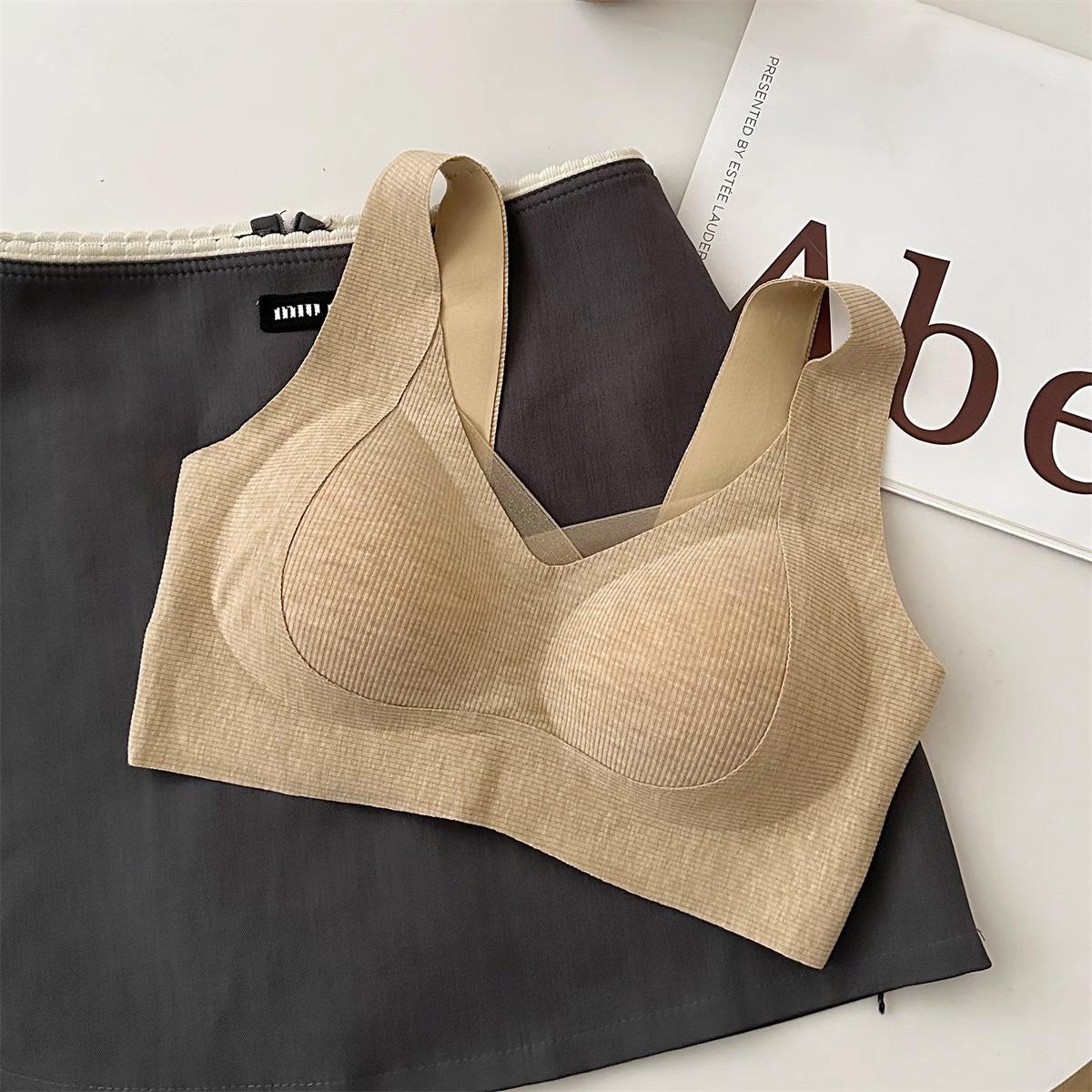 

Женский бесшовный утягивающий бюстгальтер: Теплый, не провисающий, без стального кольца, для маленькой груди, со сборками по бокам — идеально подходит для осени и зимы. M (Recommended: 32/70ABC, 34/75ABC)