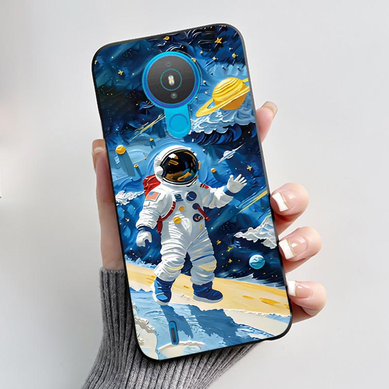 Cute Case For Nokia 1.4 / Nokia 1 / Nokia 1 Plus Capa Printing Shell Protective Cover Soft Silicone Cartoon Black Casing Fundas