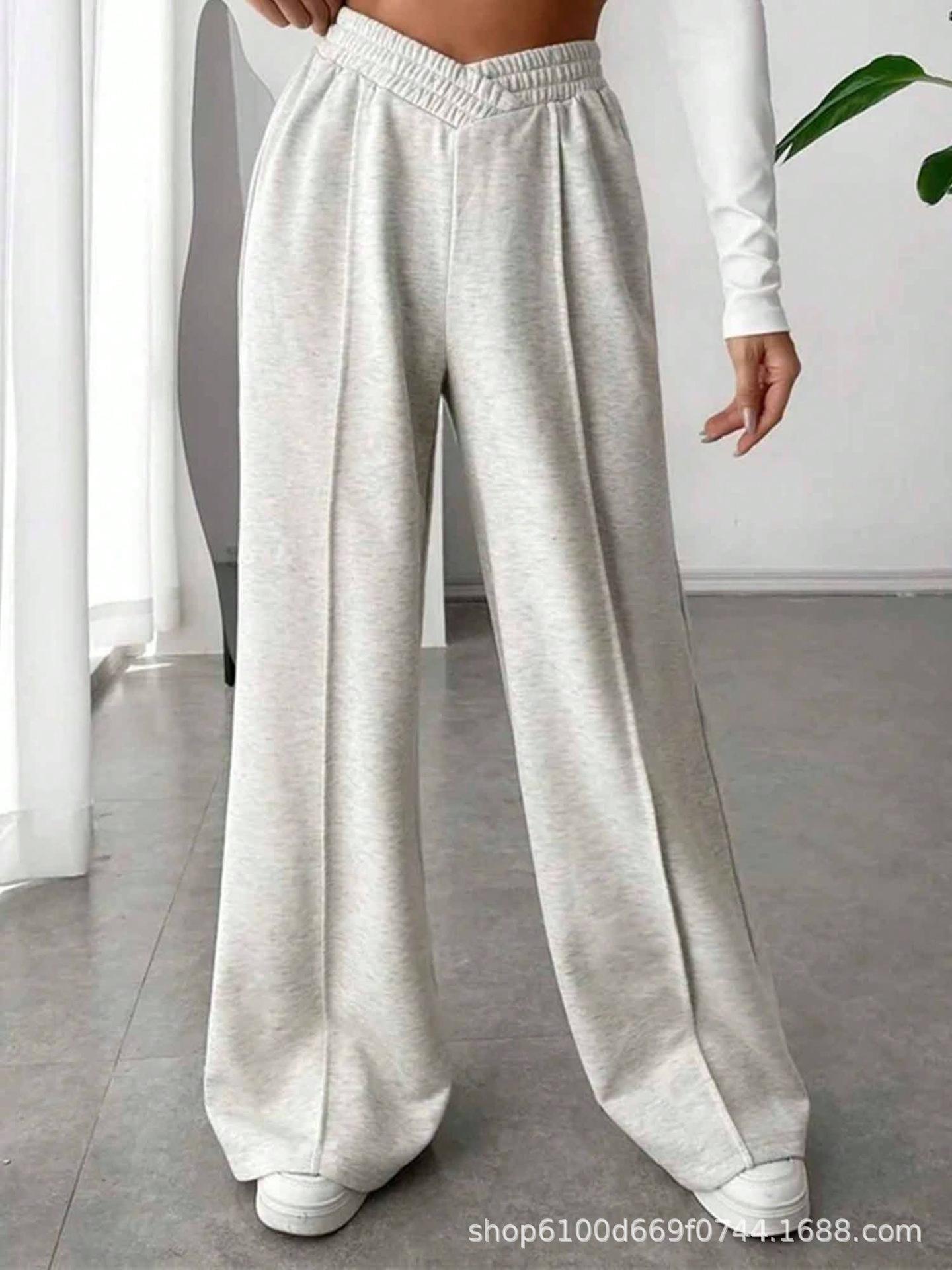 Plus Size Women s Loose Casual Wide Leg Pants S светло-серый