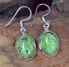 Solid 925 Sterling Silver Green Copper Turquoise Gemstone Earrings Cabochon Earrings Gift For Her