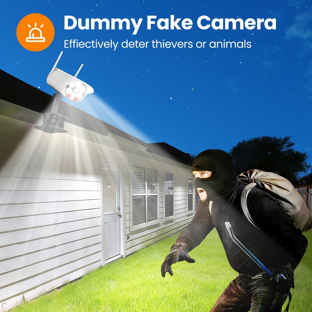 Solar Lights Outdoor Motion Sensor Garden Wall Fence Clip On Light LED Dummy Decoy Fake Security Camera Yard Sensing Lamp