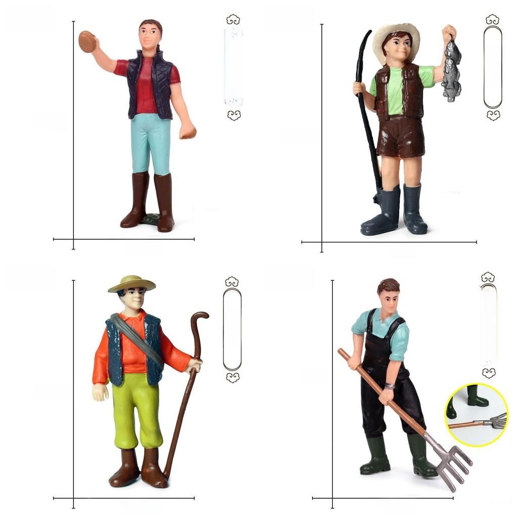 Realistic Farm And Ranch Plastic Figurine Set Detailed Farmer Models