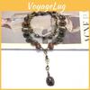 Bohemian Style Long Metal Necklace With Gem Accents For Women Summer Wear