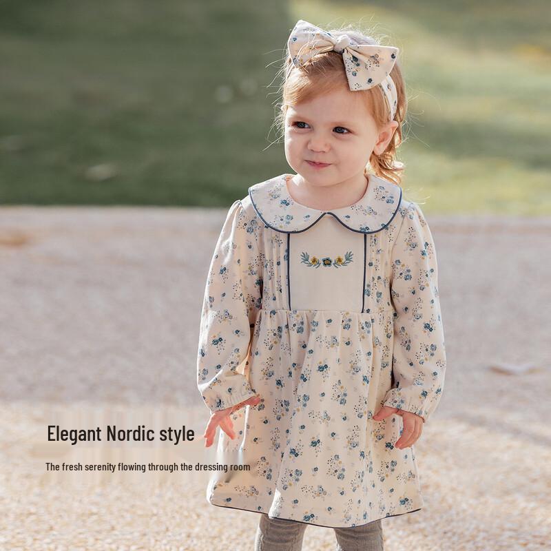 Babylove Girls' Floral French Cotton Dress