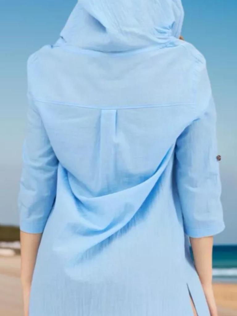 Women's Silk Bamboo Cotton Hooded Cardigan Beach Cover-Up