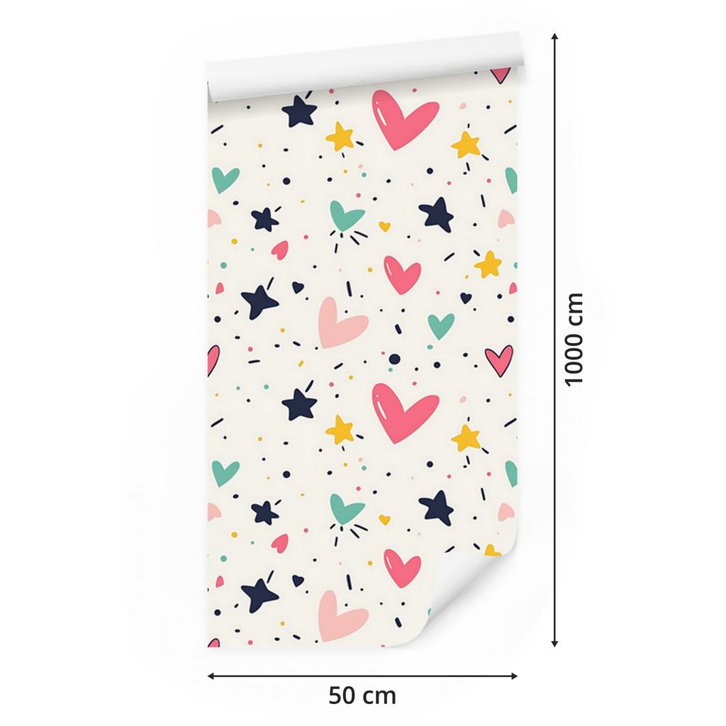 Love Wallpaper White, Coral and Light Gray 50x1000