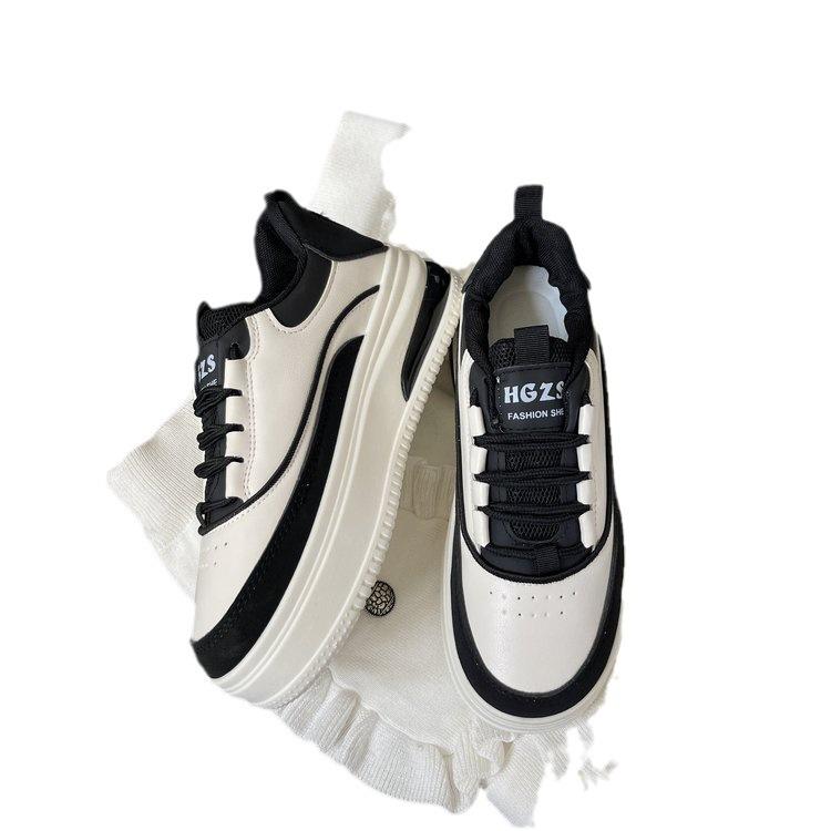 Autumn New Thick Bottom Sneaker Women's Color Matching Simple Height Increasing Skinny Women's Shoes Casual Sports White Shoes