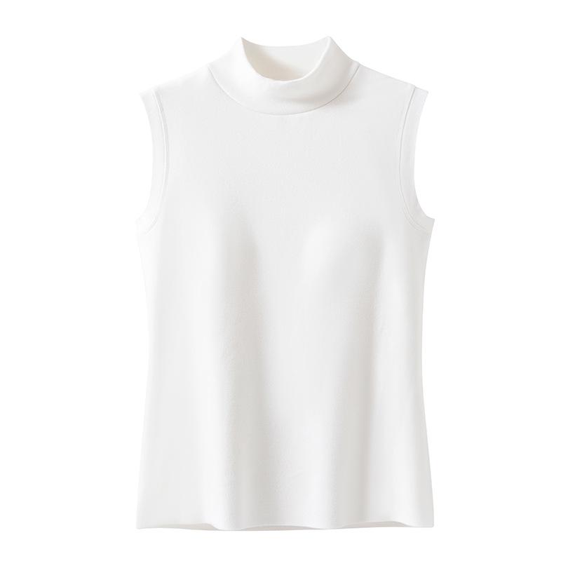 

2025 Women s Self-Padded Warm Vest Camisole - No Bra Needed, Half-High Collar Large белый