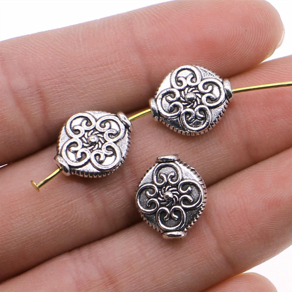 10pcs Metal Alloy Bead For Jewelry Making Antique Silver Color Carved Beads DIY Crafts Making Findings Handmade Tibetan Jewelry