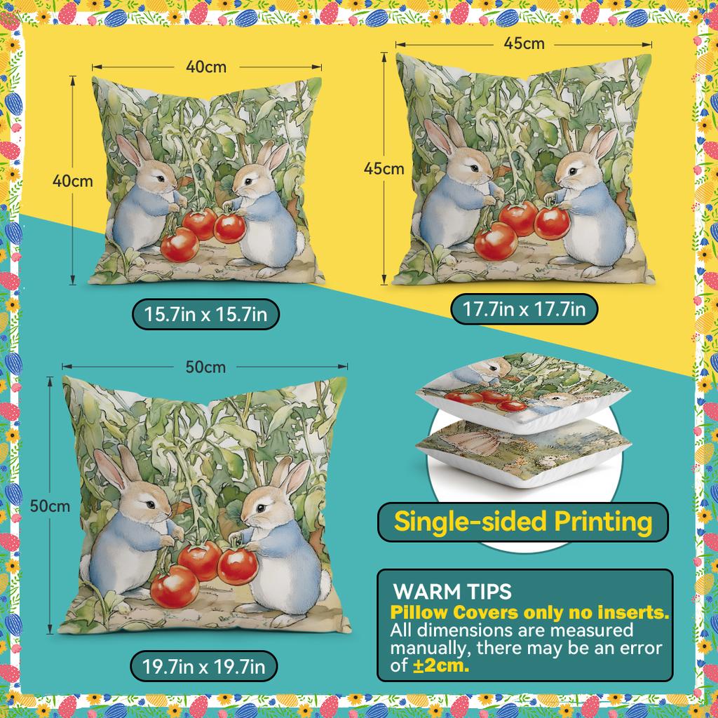 Easter Spring Bunny Cushions Pillowcase Polyester Cushion Cover Throw Pillow Pillowcover Home Car Sofa Decor