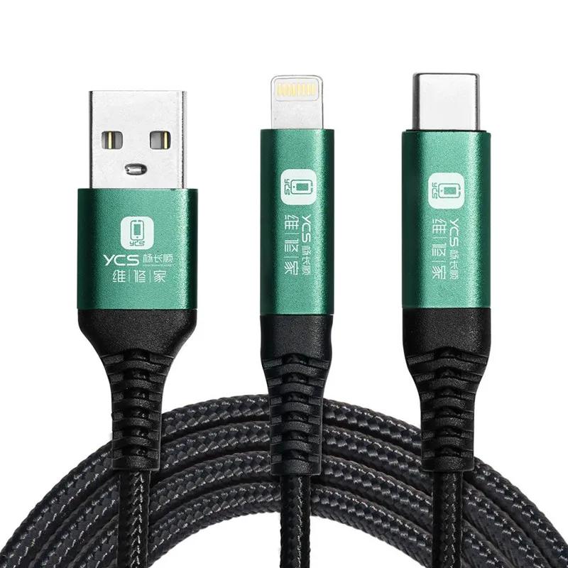 

YCS Recovery Mode Dual Head Data Cable for IP5-15ProMax Lightning Type-C USB Port One-button Charging Data Transfer Cable