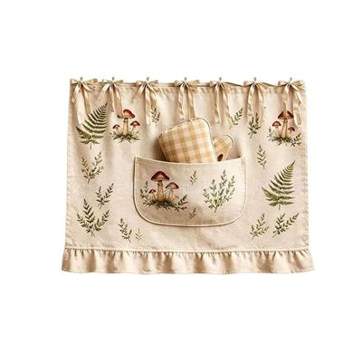 Functional Oven Door Cover Stove Skirt Curtain With Storage Pocket Adjustable Ribbon For Easy Installation On Appliances