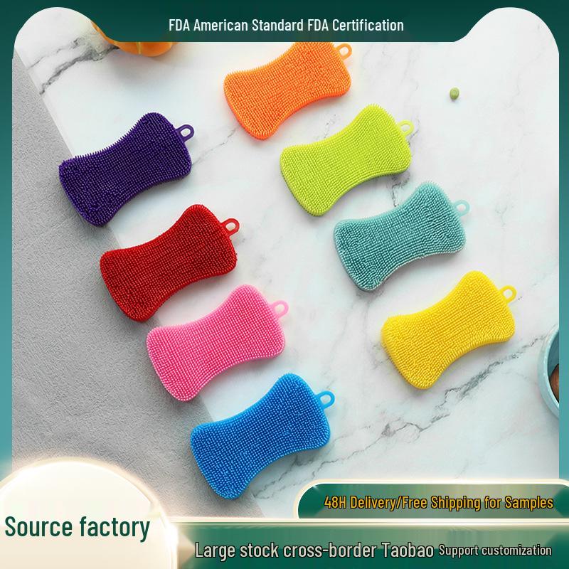 

Colorful Multifunctional Kitchen Dishwashing Brush with Hanging Hole TPE Bone-Shaped Scrubber with Bag - Purple