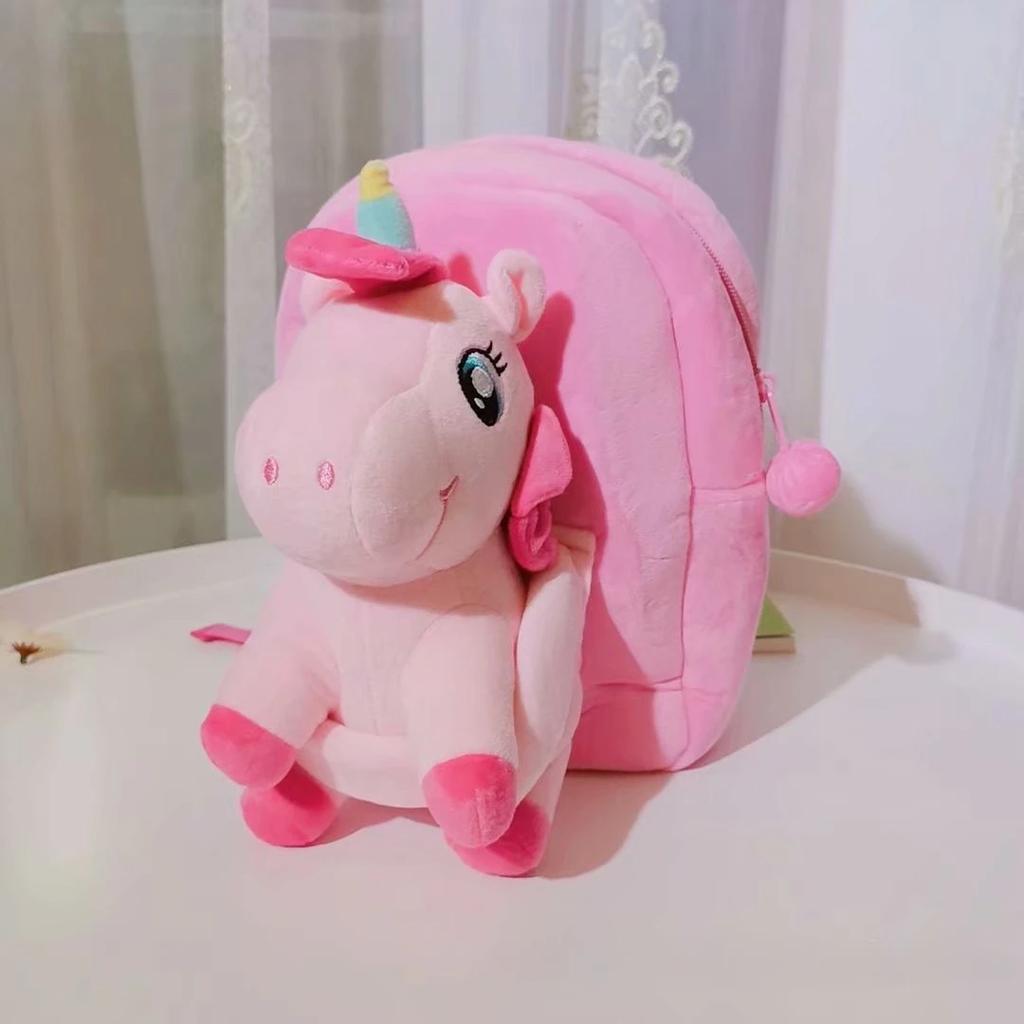 Kız Çocuklar İçin Tek Boynuzlu At Peluş Sırt Çantası Çocuk Sırt Çantası Tek Boynuzlu At Dolgulu Hayvan Peluş Oyuncak Küçük Çocuklar İçin Hediyeler Bebek Peçeteleri Atıştırmalık Kitapları Çantası