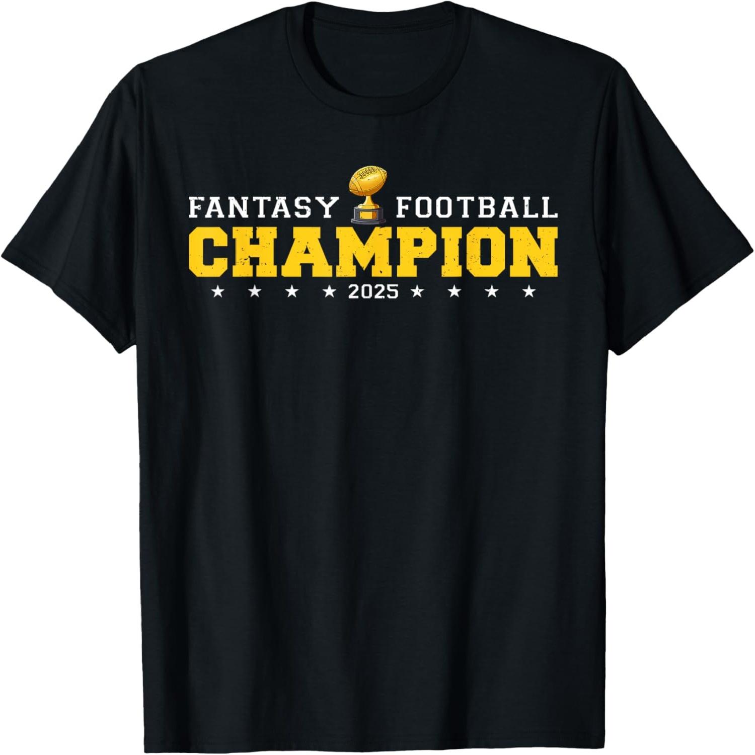 

Fantasy Football Champion 2025 Shield Trophy Emblem T-Shirt S