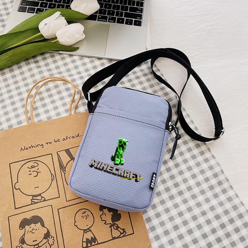 Printing Minecraft Pattern Canvas Single Shoulder Crossbody Bag Gift Fashion