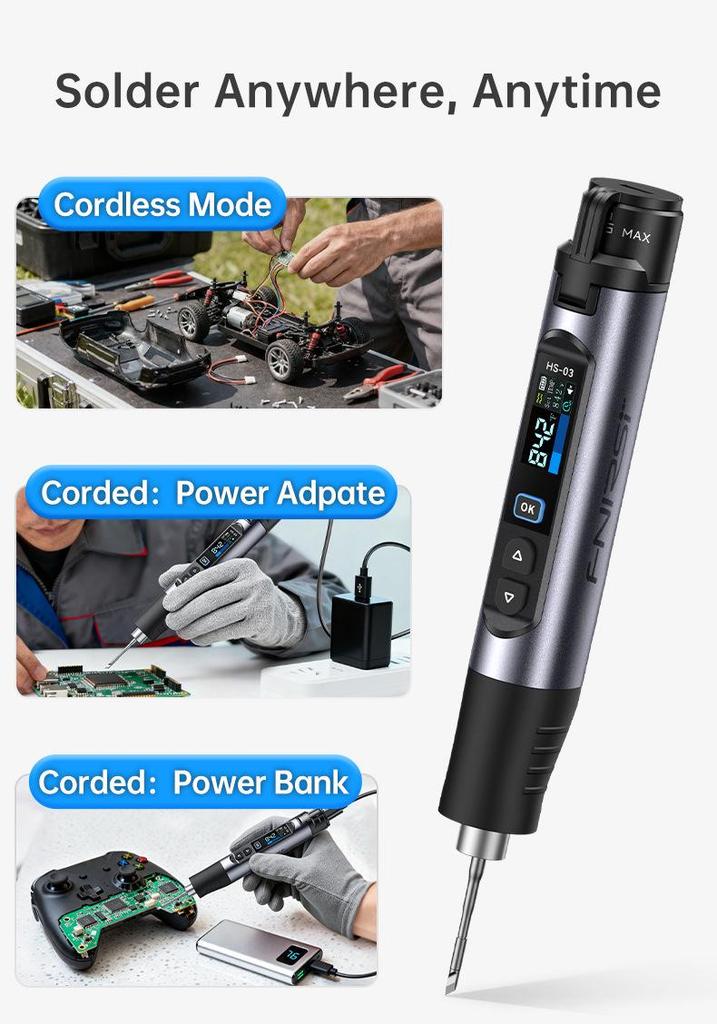 FNIRSI HS-03 Wireless Electric Soldering Iron - Constant Temperature, Compact for Household Repairs