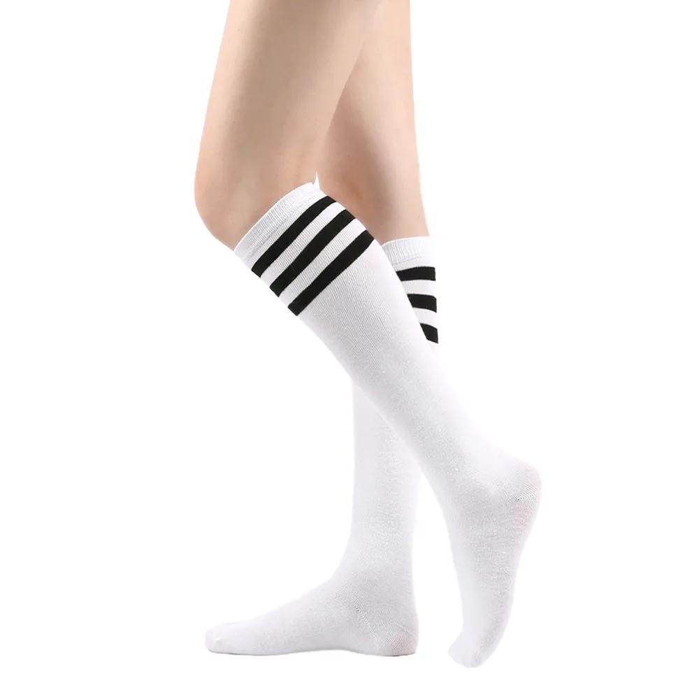 Solid Knee Length Socks Women's Striped Lolita Warm Hip-hop Sports Socks Harajuku Socks JK White Sock