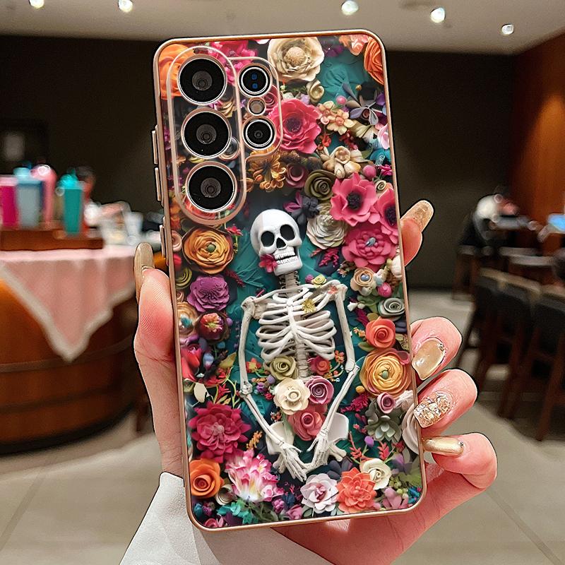 Colorful Skeleton Pattern Case For Samsung S26 Edge S25 FE S24 Plus S23 S22 Ultra A15 A16 A17 A35 A36 A37 A54 A55 A56 A57 5G Magnetic Matte Cover
