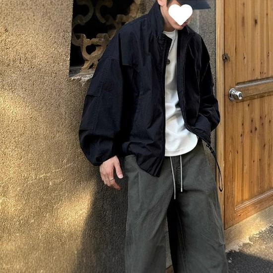 Ah Ah Long Autumn 2025 Casual High Street Scythe Sleeve Oversized Cropped Jacket