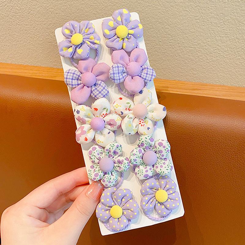 

10Pcs/Set Colorful Fabirc Flower Hair Ties Scrunchies Baby Girls Elastics Ponytail Holders Rubber Band For Toddlers Kid Headwear A8