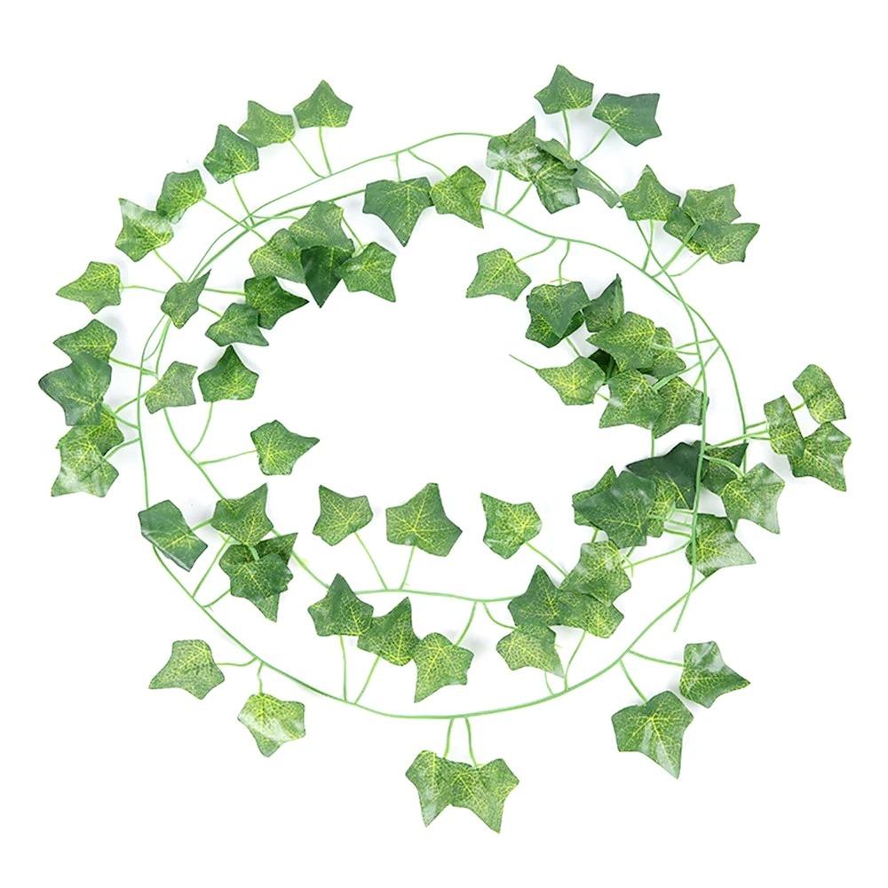 

12PC Green Artificial Lvy Leaf Garland Plant Foliage Home Decor Rattan String Wall Decoration Fake Hanging Vine Leaf Plant Leave