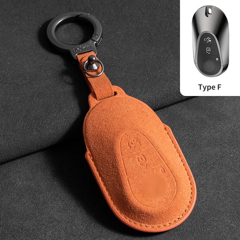 Interior Mouldings Suede Car Key Case Cover Protector Shell For Mercedes Benz C CLE E GLC S Class W206 X254 W214 W223 Remote Fob