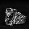 Retro Devil Skull Double Horn Ring Men's Punk Style Trendy Bracelet