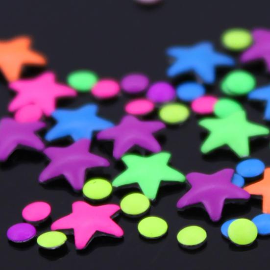 Mixed Color Flat Back Star & Half Round DIY Nail Art Tips Decoration Wheel