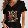 Women Tshirts AZ 26 Alphabet Flower Vintage Design Premium Tshirt Vintage Butterfly Flower 26 English Alphabet Summer Tshirt