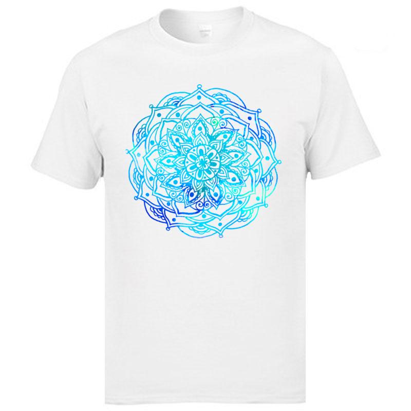 Classic Mandala Pattern Mens Tshirts High Quality Short Sleeve Casual Slim Fit Tops T Shirt Flower Print Buddha OM T-Shirts