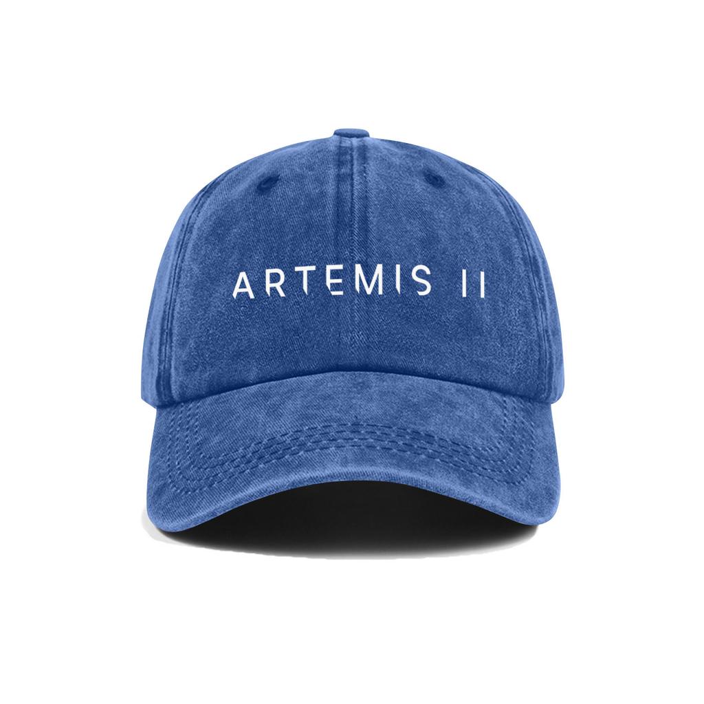 Casual Unisex Adjustable Baseball Cap Featuring Artemis II Embroidered Design Durable Cotton Twill Fabric Structured Crown Low Profile Visor