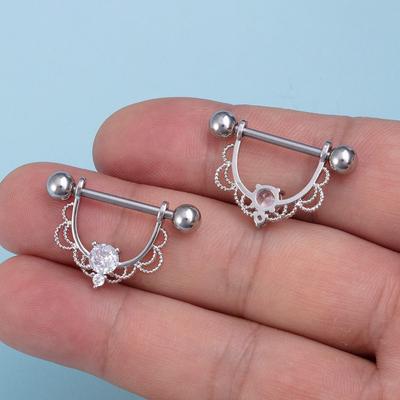 1 Stück Edelstahl Barbell CZ Septum Tragus Knorpel Brustwarzenring U-förmiger Brustwarzenring Halbrunde Clips Piercingschmuck