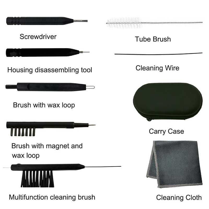 9Pcs Hearing Aid Cleaning Tools Hearing Aids Cleaning Kit Brush Vent Cleaner Cleaning Wire With Magnet And Wax Loop Cleaning