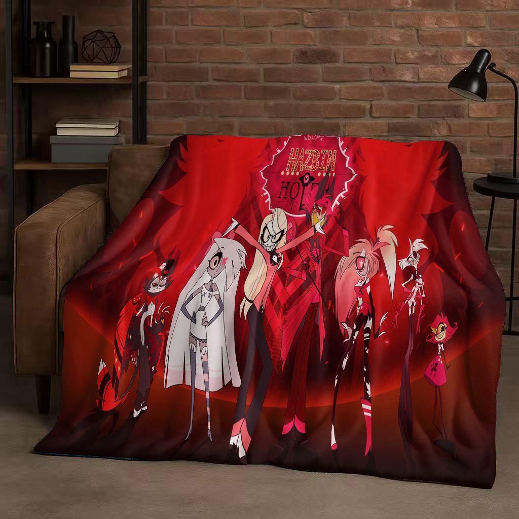 3D Cartoon H-Hazbin Hotel Angel Dust Alastor Flannel Blanket,Soft Warm Plush Throw for Home Bedroom Bed Sofa Cover Office Gift