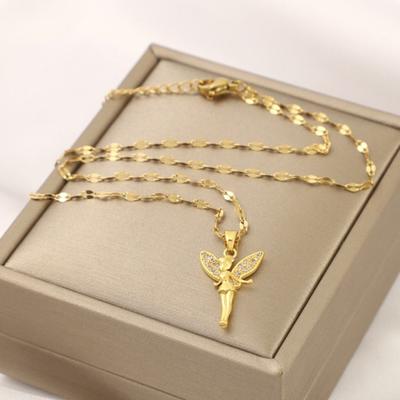 Frauen Halskette Blume Fee Anhänger Strass Dekor Einstellbare Kette Girly Stil Legierung