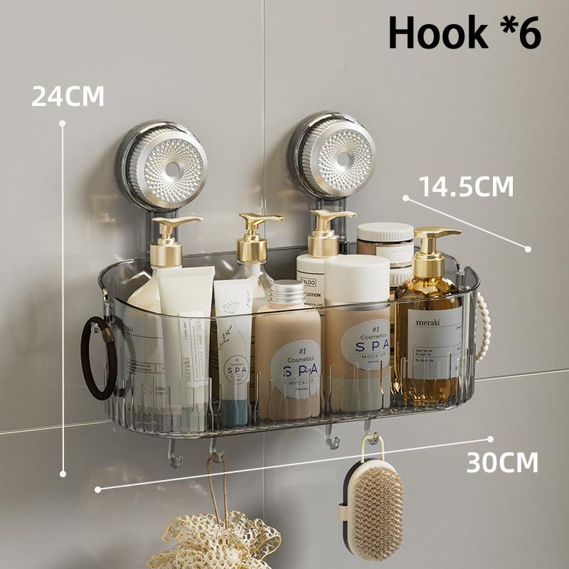 1PC Suction Cup Washbasin Storage Rack Self-Adhesive Bathroom Organizer No Drilling Required Punch-Free Installation