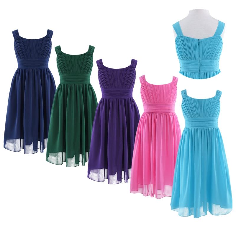 

Flower Girl s Dress Ruffled Chiffon Wedding Bridesmaid Youth Big Girls Pageant Party Evening Prom Gowns 14-16 Years зелений